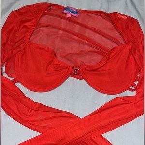 Edikted red long sleeve bra top